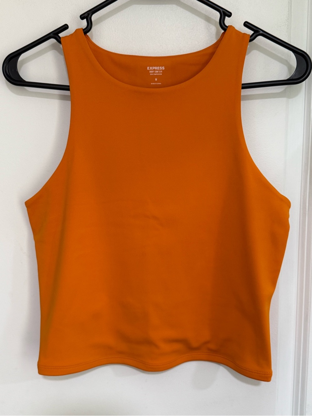 Express Women's Bright Orange High Neck Tank - Body Contour Higj Compression